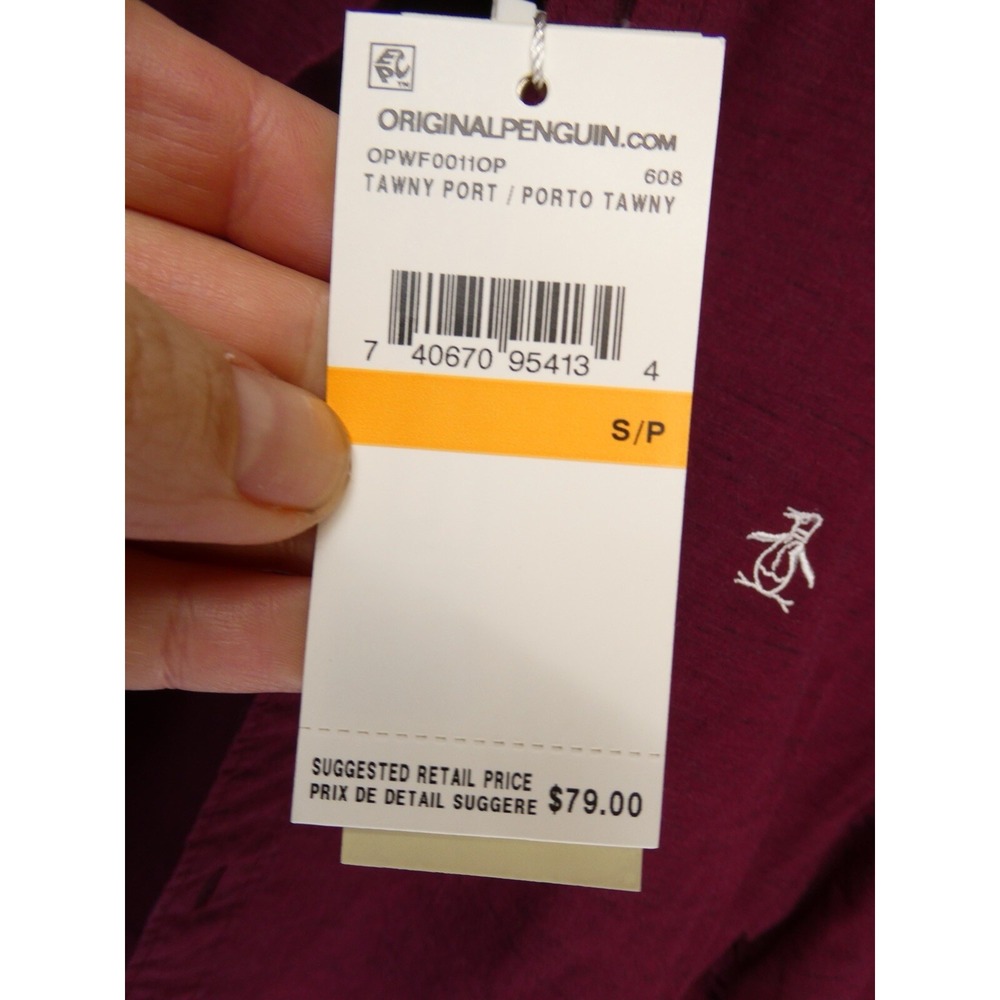 NWT Penguin Musingwear Button Up Shirt Size S Long Sleeve Burgundy preppy - Picture 5 of 11